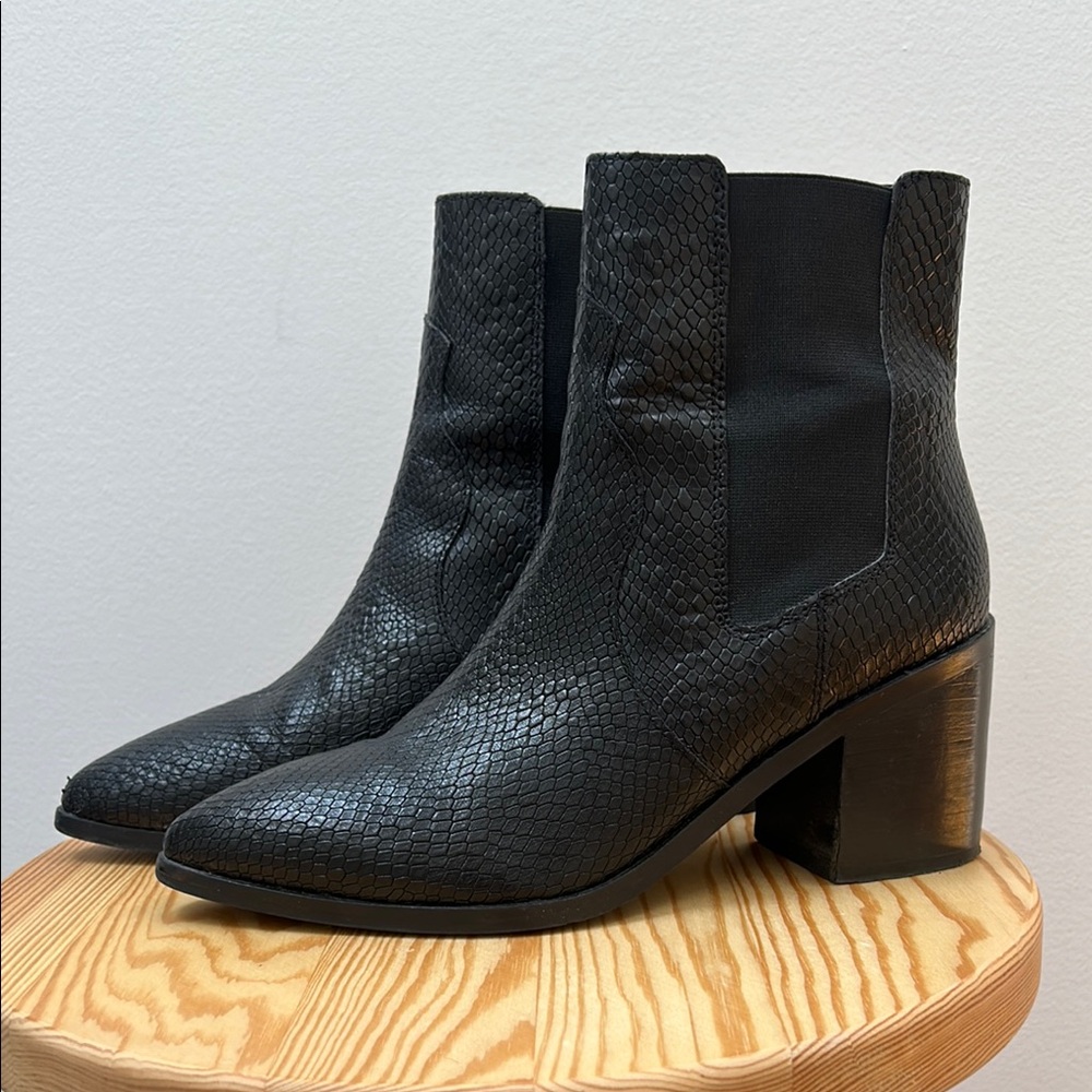 ASOS Black Snake Print Ankle Boots